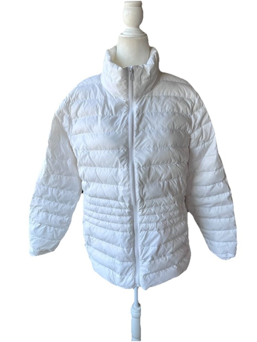 Lands End Bright White Down Puffer Jacket Sz XL 18 Womens Pockets